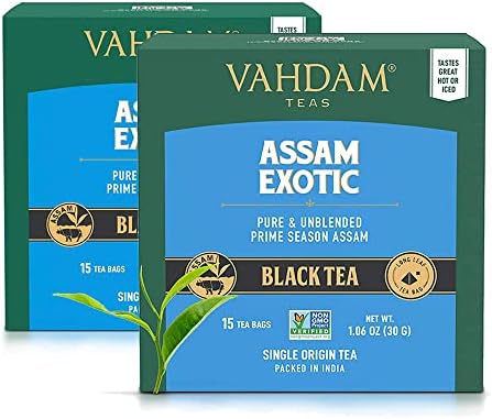 VAHDAM, Assam Exotic Black Tea Bags (30 Count) High Caffeine, Gluten Free, Full Bodied | Individually Wrapped Pyramid Tea Bags | Strong, Robust & Flavoury | Direct from Source by Unknown