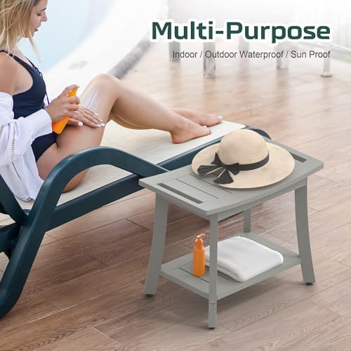 Waterproof HIPS Shower Bench for Inside Shower, Shower Stool, Grey - Image 7