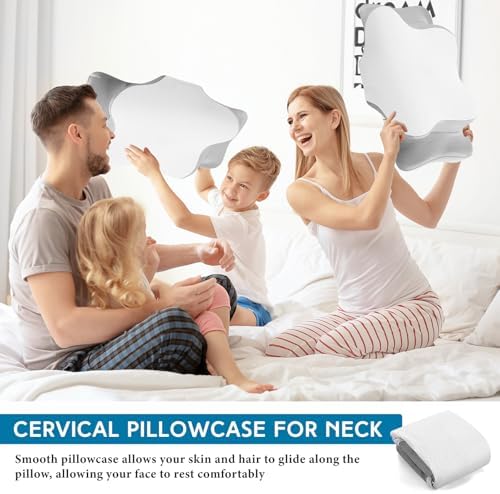 HunnmingRe Pillow Case for Cervical Neck, White,Gray, Queen Size - Image 6