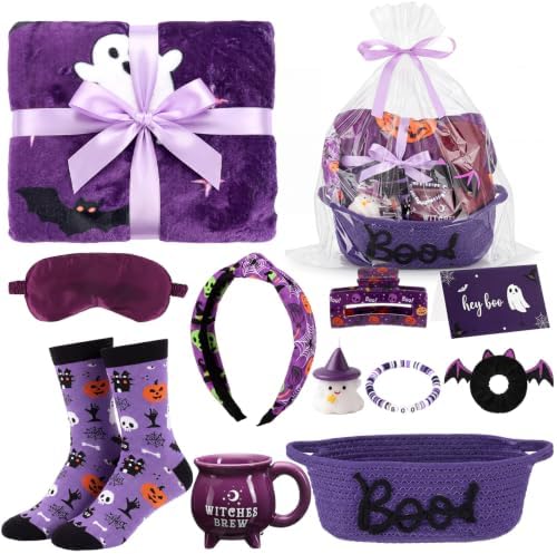 Willinglong 11 Piece Purple Halloween Boo Gift Basket, Ghost Set for Women by Willinglong