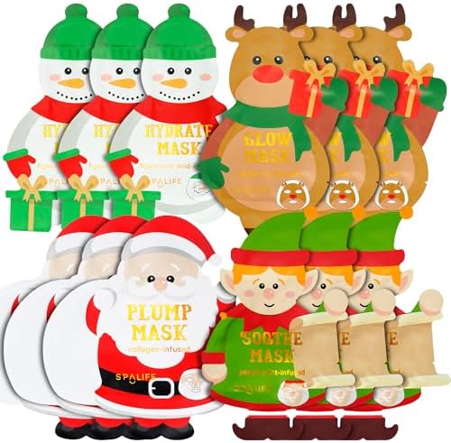 SpaLife Beauty Santa’s Workshop Christmas Face Mask Bundle | Korean Facial Masks | Hydrating, Soothing and Firming Sheet Mask Set | Christmas Face Masks for Women | Spa Party Favors | 12 Pack by SpaLife