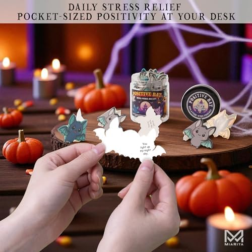 Positive Bat Jar, 60 Bat-Shaped Affirmation Cards, Cute Spooky Self Care, for Women & Teens, Halloween Basket Stuffers for Adults, Boo Basket Stuffers for Women - Image 5
