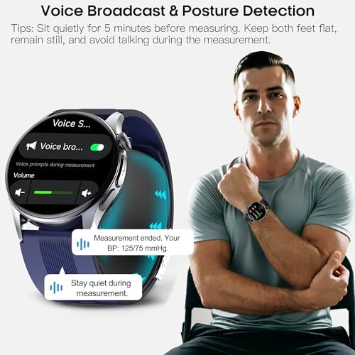 1.56” AMOLED Large Screen Smart Watches for Men Women, Airbag Blood Pressure Monitor Watch with Heart Rate Blood Oxygen Stress Sleep Tracking, SOS, Smart Fitness Watch for Android iPhone (Black) - Image 7