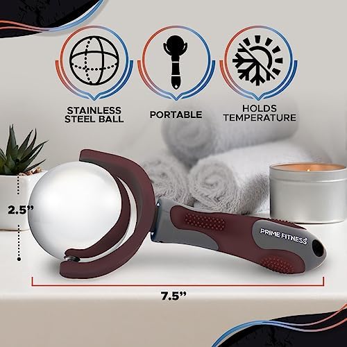 PRIME Fitness Cold Massage Roller Ball | Cold Therapy | Ice Roller Ball with Handle | cryo Stick | Relieve Muscle Pain (Maroon) - Image 7