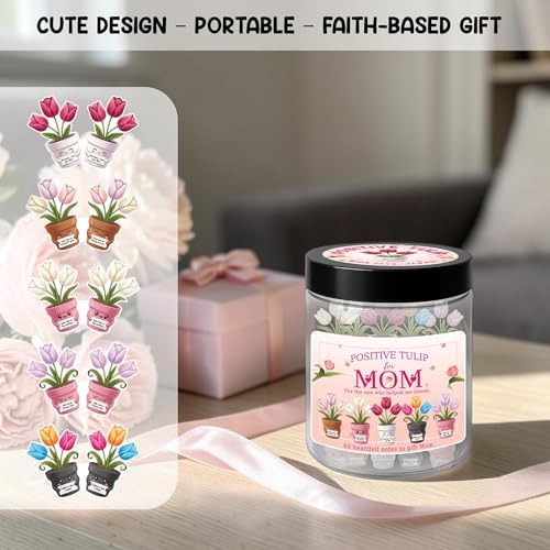 Mothers Day Gifts for Mom from Son Daughter- Positive Tulip Jar 60 Positive Affirmation Card, First Time Mothers Day Birthday Gifts for Mom Stepmom Mother in Law Wife from Daughter Son Husband - Image 3