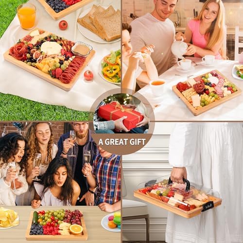 CAWIU Portable Charcuterie Board with Lid, Travel Cheese Board & Snack Tray - Image 6