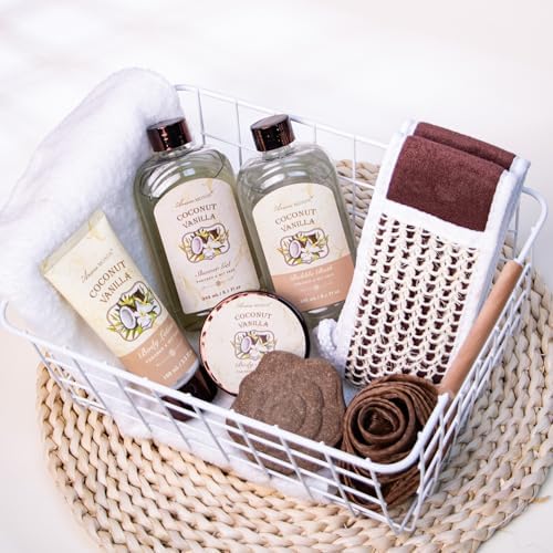 Spa Gift Baskets for Women, 8pcs Coconut Vanilla Bath Gift Set for Women - Image 6