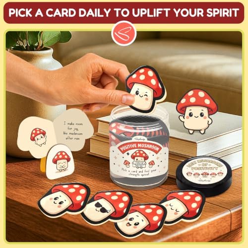 STOFINITY Positive Mushroom Jar, 60 Affirmation Cards for Women - Image 4