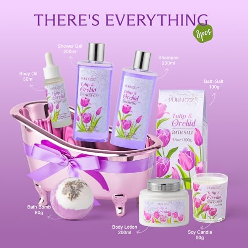 Tulip Orchid Spa Gifts Bath Kit for Women, 8Pcs - Image 2