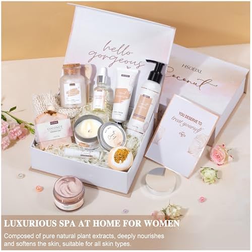 12 PCS Coconut Spa Gifts Set for Women Gift Basket for Women Spa Bath Gift - Image 2