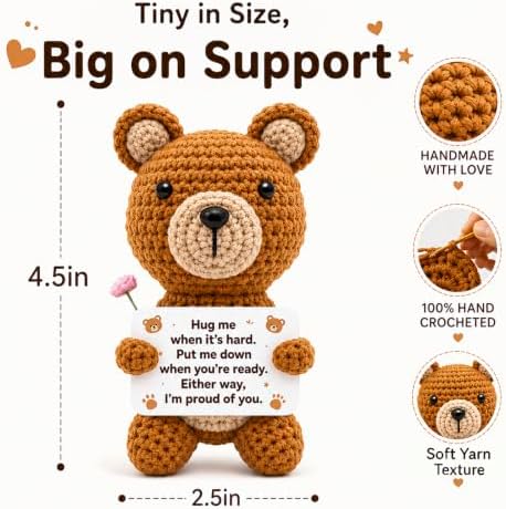Inspirational Gifts for Women Men Positive Crochet Handmade Bear Gift - Image 5