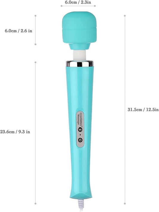 CHARMING Wired Powerful Handheld Back Massager with 10 Strong Vibrations Modes, Personal Therapy Massager for Sports Recovery, Muscle Aches, Body Pain-Light Blue - Image 2