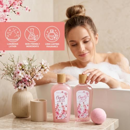 Green Canyon Spa Birthday Gifts for Women Gift Baskets Cherry Blossom 10pcs - Image 2