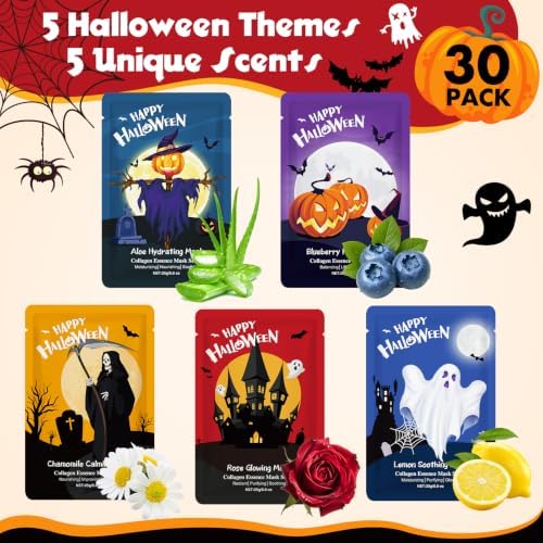 KONEUK 30 Pack Halloween Face Mask Set, Hydrating Sheet Facial Mask - Image 2