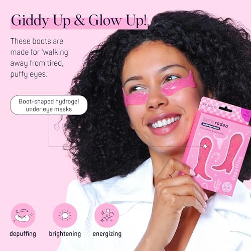SpaLife Let's Rodeo Hydrogel Under Eye Patches for Dark Circles | Cowgirl Boot Under Eye Patches for Puffy Eyes | Revitalizing Undereye Masks for Bags | Bachelorette Party Favors | Pack of 10 Pairs - Image 2