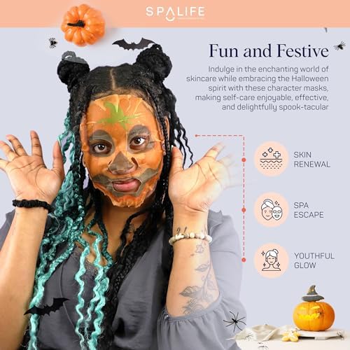 SpaLife Facial Mask Sheet Bundle - Pumpkin, Ghost, Bat - Halloween Character Mask Bundle - Face Masks for Skin Care - Moisturizing Sheet Face Masks - Skincare Pack for Women - Spa Beauty Masks - Image 6