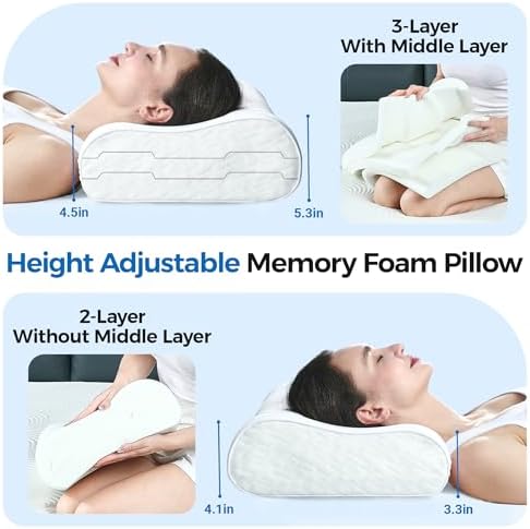 Elviros Cooling Memory Foam Neck Pillow Cervical Bed Pillow - Image 6