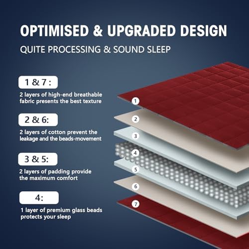 yescool Weighted Blanket for Adults (15 lbs, 48" x 72", Red) Cooling Heavy Blanket for Sleeping Perfect for 140-160 lbs, Twin Size Breathable Blanket with Premium Glass Bead, Machine Washable - Image 6