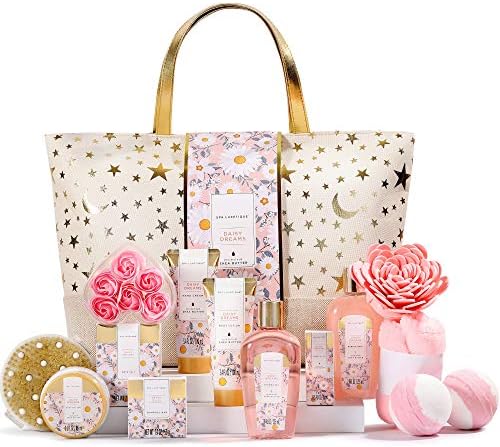 Spa Luxetique Daisy Dream 15pc Spa Gift Baskets Gifts for Women by spaluxetique