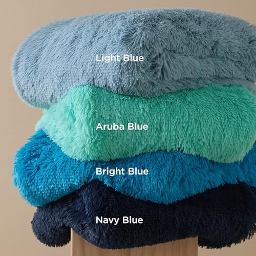 Bedsure Faux Fur Fluffy Sherpa Blanket Couch Throw Bright Blue 50"x60" - Image 7