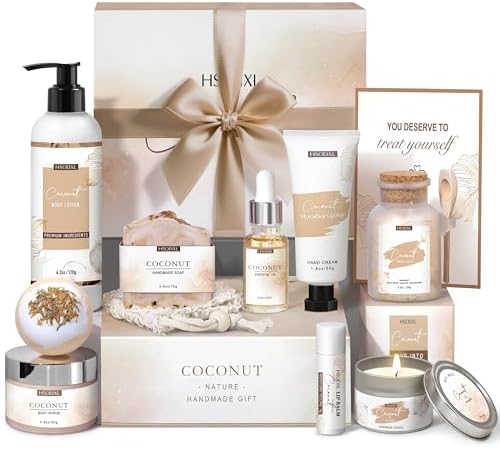 12 PCS Coconut Spa Gifts Set for Women Gift Basket for Women Spa Bath Gift by Unknown