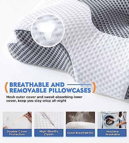 Osteo Cervical Pillow for Neck Pain Relief, Hollow Design Odorless Memory Foam Pillows with Cooling Case, Adjustable Orthopedic Bed Pillow for Sleeping, Support for Side Back Sleepers - Image 6
