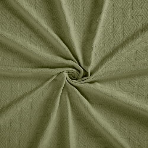 Superior Basketweave Cotton Blanket, Basket Weave Design, Soft, Comfy Cover for Bed, Bedding, Bedroom, Couch Throw, Lounging, Modern Boho Medium Weighted Blankets, King, Sage - Image 7