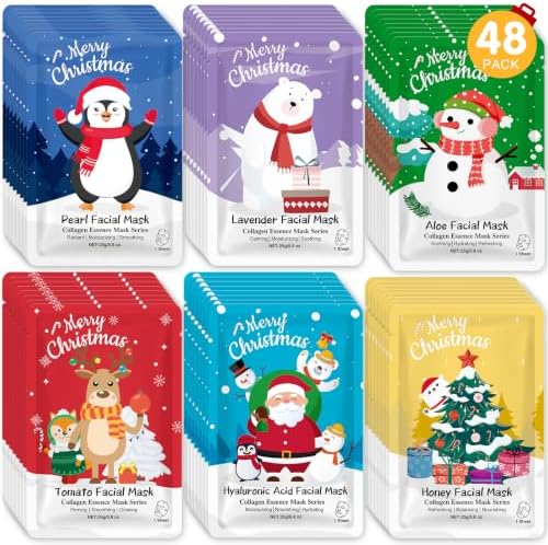 KONEUK 48 Pack Christmas Sheet Face Masks Skincare, Stocking Stuffers by KONEUK