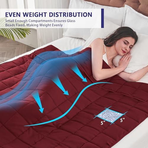 yescool King Size Weighted Blanket for Adults (25 lbs, 80” x 87”, Red) Cooling Heavy Blanket for Sleeping Perfect for 240-260 lbs, Breathable Blanket for Adults & Couple All Season, Machine Washable - Image 6