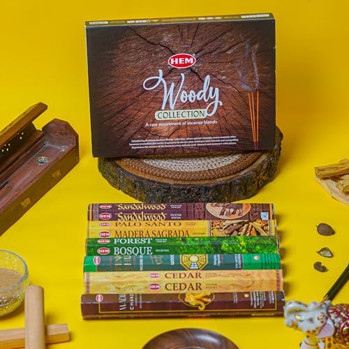 HEM Woody Series Premium Incense Sticks Combo | Sandalwood, Palo Santo, Forest, Feng Shui, Cedar & Madhur Chandan | 120 Sticks, 30-Minute Burn Time | Natural Aroma for Relaxation, Stress Relief - Image 5