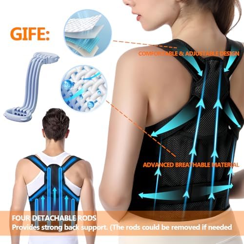 Posture Corrector for Women & Men, Back Support Brace with Adjustable Full Back Support, Breathable Mesh Design for Neck/Shoulder/Back Pain Relief, Scoliosis, Hunchback & Thoracic Spine Correction - Image 6