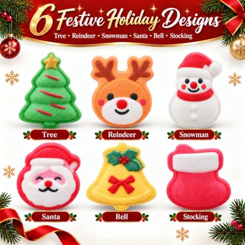 Christmas Bath Bombs for Kids, 6 Festive Shapes, Stocking Stuffer Gift Set - Image 2