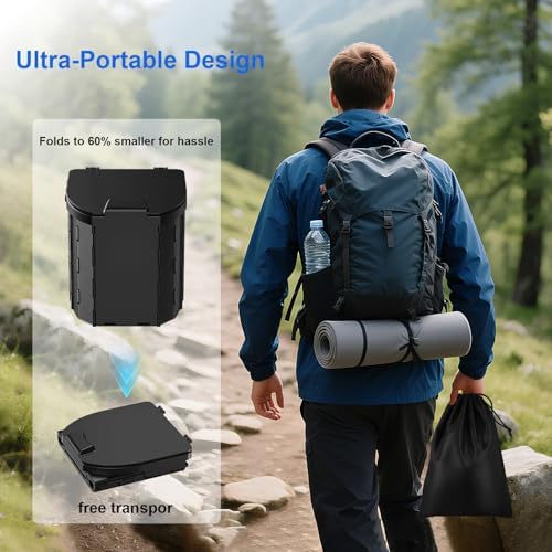 Portable Toilet for Adults, Foldable Camping Toilet Travel Floding Potty with Lid & Paper Holder, Upgrade Water Barrier,Compact Lightweight Design for Car/RV/Hiking/Beach/Camping,450lbs Capacity - Image 7