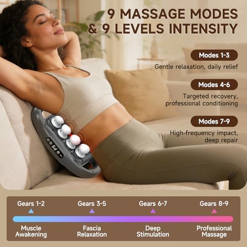 Back Massager Pain Relief,16 Head Massage Gun Deep Tissue,Percussion Massager with 9 Modes & 9 Intensities,Noise-Free,for Shoulders,Legs,Foot,Neck Massager,Massage Tool - Image 2