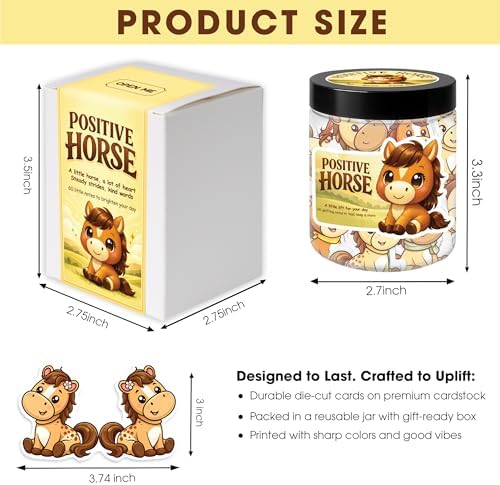 Positive Horse Jar 60 Positive Affirmation Cards for Horse Lovers, Emotional Support Pick Me Up Gifts for Women Teen Girls, Birthday, Christmas, Back to School, Graduation Gifts, Home Table Desk Decor - Image 2