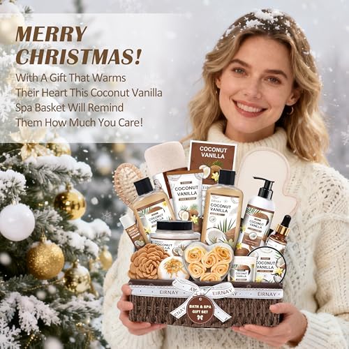 Gifts For Women - 16 PCS Birthday Gift Basket for Women Set of Coconut Vanilla Self Pampering Set, Includes Luxurious Home Spa Shower Gel Bubble Bath - Image 7