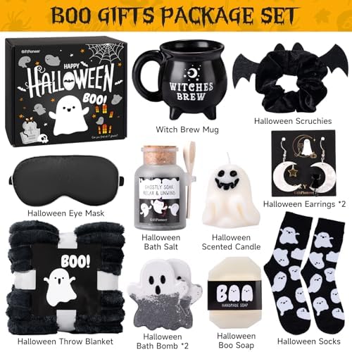 Boo Basket Gift for Women, 11Pcs Halloween Boo Basket Stuffers with Witch Brew Mug & Boo Throw Blanket, Relaxing Spa Gift Set, Unique for Teen Girls Mom Friend Sister Wife - Image 2