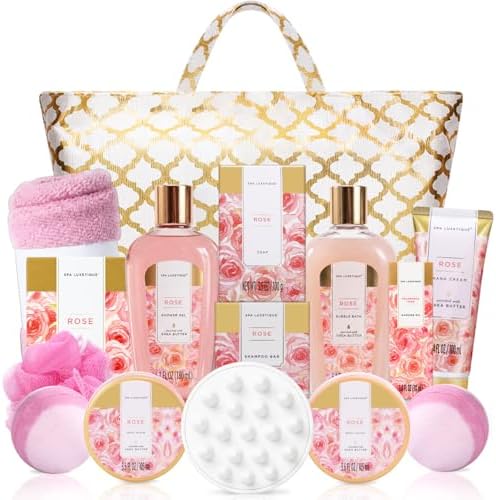 Spa Luxetique Rose 15pc Spa Gift Baskets Gifts for Women by spaluxetique