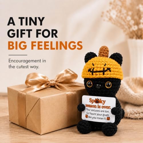 Halloween Black Cat Gifts Positive Crochet Cat Halloween Decor Funny Gift - Image 6