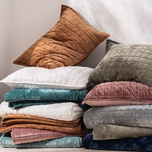 RECYCO Channel Box Stitch Velvet Quilt Set, Full Queen Size, Navy Blue - Image 6