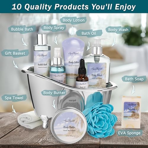 Aqua Elegante Spa Gift Basket For Women - Ocean Breeze & Coconut - Image 2