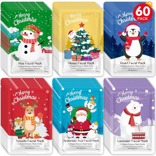 KONEUK 60 Pack Christmas Face Masks Skincare for Christmas Gift by KONEUK
