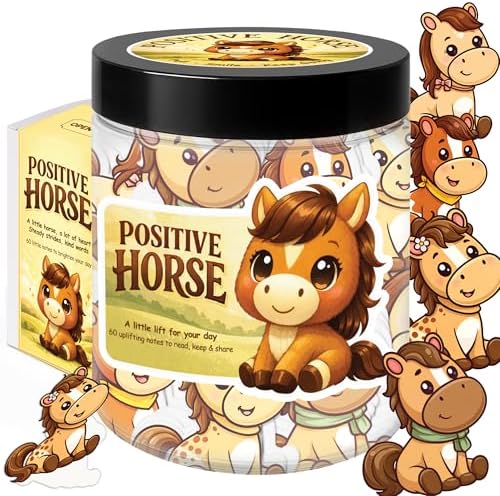 Positive Horse Jar 60 Positive Affirmation Cards for Horse Lovers, Emotional Support Pick Me Up Gifts for Women Teen Girls, Birthday, Christmas, Back to School, Graduation Gifts, Home Table Desk Decor by KATINAT