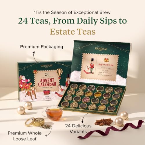 VAHDAM Advent Calendar 2026 | 24 Unique Loose Leaf Teas in Premium Caddies - Image 3