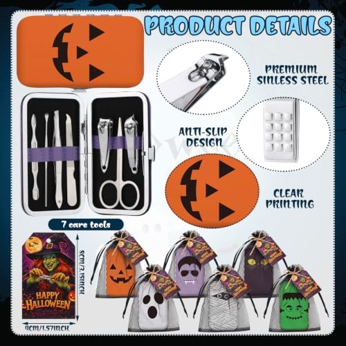 12 Set Halloween Manicure Set Gifts Bulk with Bag Card - Image 3
