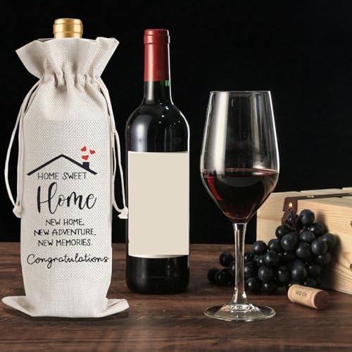 1Pcs Housewarming Gifts New Home Wine Bag,Perfect Gifts for New Homeowners, Realtor Gift to Clients,New Home Wine Bag For Friends, with 1Pcs Kraft Blessing Cards and natural jute rope - Image 6