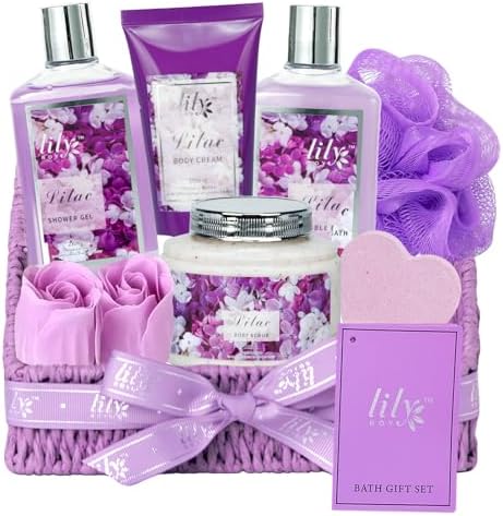9Pcs Spa Gifts, Birthday Gifts, Lavender Lilac Spa Gift Baskets for Women by LILYROY