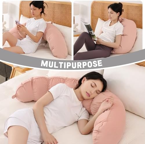 Peallow(Pat. Pend) – Long Round Body Pillow for Adults, Bolster Pillow for Sleeping, Soft and Supportive Pillow for Sleeping & Lumbar Support (Soft Pastel Pink, 59") - Image 6