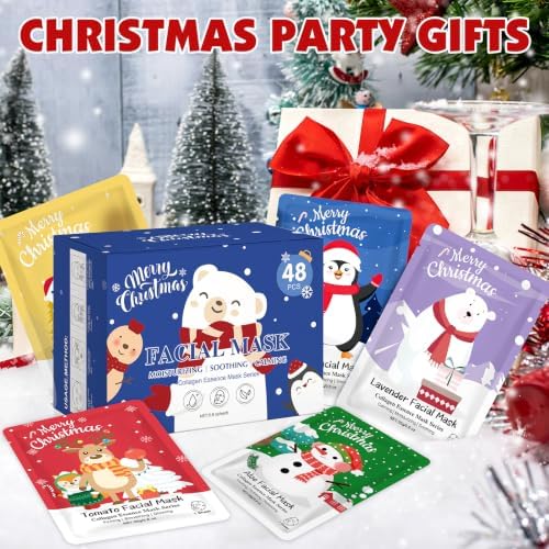KONEUK 48 Pack Christmas Sheet Face Masks Skincare, Stocking Stuffers - Image 7
