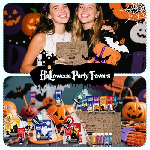 50 Pack Halloween Hand Cream, Facial Mask and Lip Balm Set, Halloween Gifts - Image 6